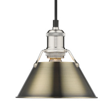 Golden 3306-S PW-AB - Yep by Golden Lighting Orwell 1-light 8in Pendant in Pewter and Aged Brass shade